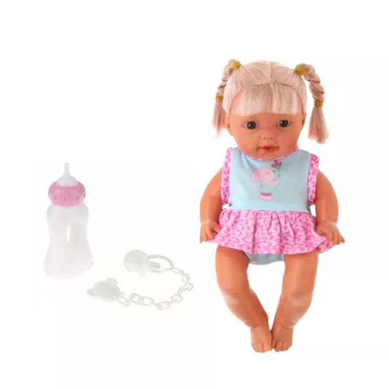 LEAN TOYS Baby Doll in Carrier with Bottle, Pacifier, Talks, Babbles, Wees