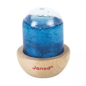 Janod Sensorische Schneekugel mit Glitzer Blau 12m+