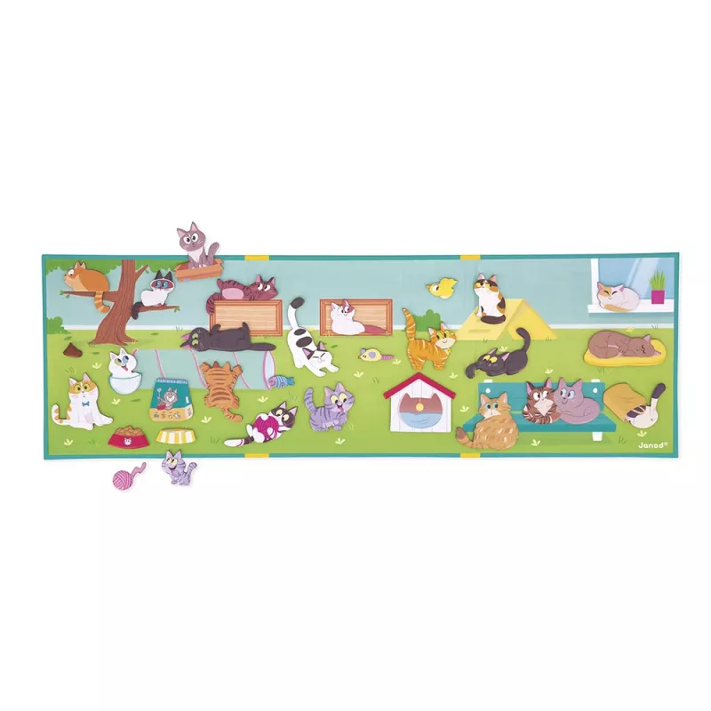 Janod Magneti'stories Magnetisches Puzzle-Set Katzen, 30 Teile, ab 3 Jahren