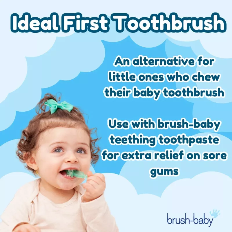 BRUSH BABY Kau-Zahnbürste Beißring aus Gummi für Babys 10-36 Monate, 2er-Pack