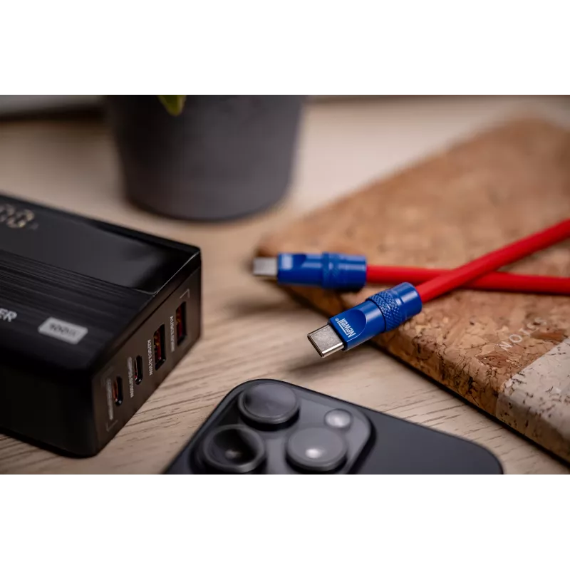 Newell USB-C auf USB-C Kabel 100W 2m Silikon Rot-Marineblau