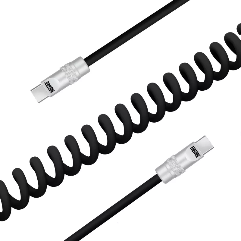 Newell USB-C auf USB-C Kabel 100W 1,5m Silikon Spiralkabel Schwarz