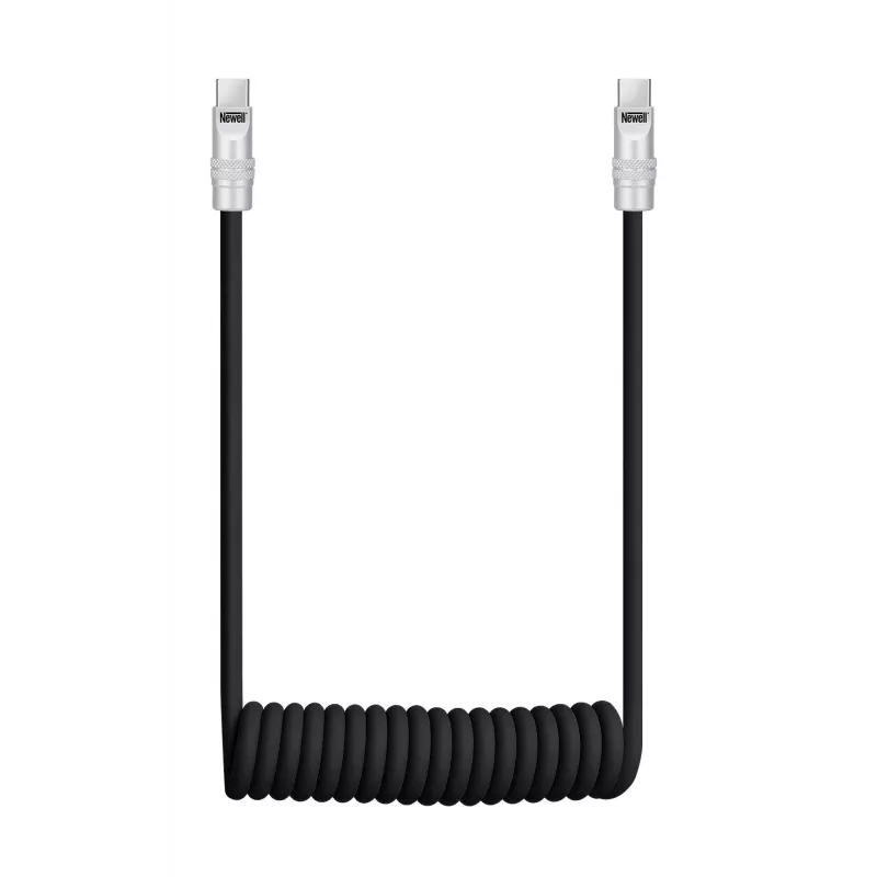 Newell USB-C auf USB-C Kabel 100W 1,5m Silikon Spiralkabel Schwarz