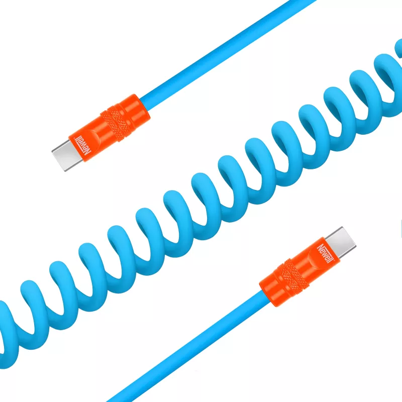 Newell USB-C auf USB-C Kabel 100W 1,5m Silikon gewickelt Blau-Orange