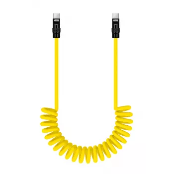Newell USB-C auf USB-C Kabel 100W, 1,5m, Silikon, gewendelt, Gelb-Schwarz