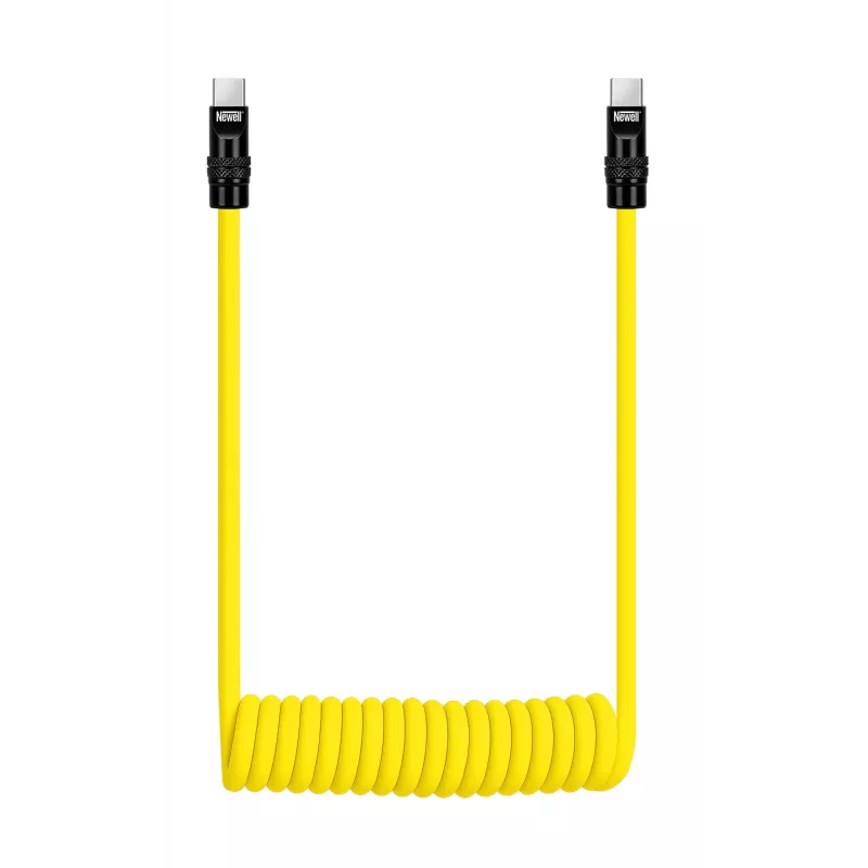 Newell USB-C auf USB-C Kabel 100W, 1,5m, Silikon, gewendelt, Gelb-Schwarz