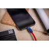 Newell USB-C auf USB-C Kabel 100W 1,5m Silikon Spiralkabel Rot-Marineblau