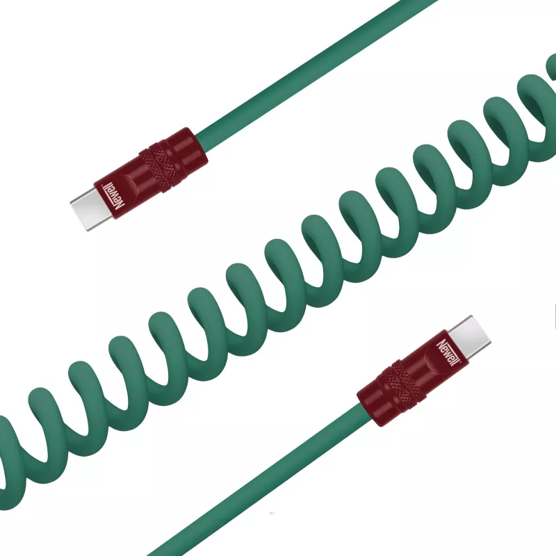 Newell USB-C auf USB-C Kabel 100W, 1,5m, Silikon, gewickelt, Grün-Burgunder