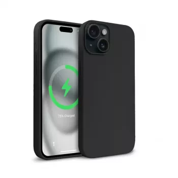 Crong Color Cover Magnetic Case für Apple iPhone 15 Plus mit MagSafe (Schwarz)