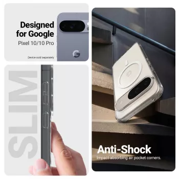 Crong Hybrid Clear Magnetic Case mit MagSafe für Google Pixel 10 / 10 Pro, Transparent