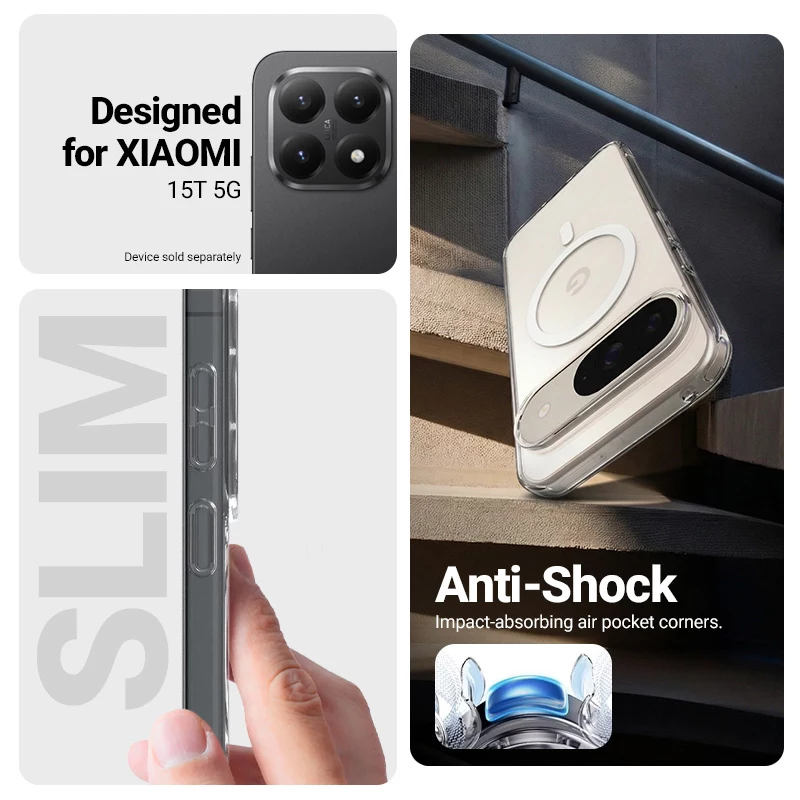 Crong Hybrid Clear Magnetic Case MagSafe für Xiaomi 15T (Transparent)