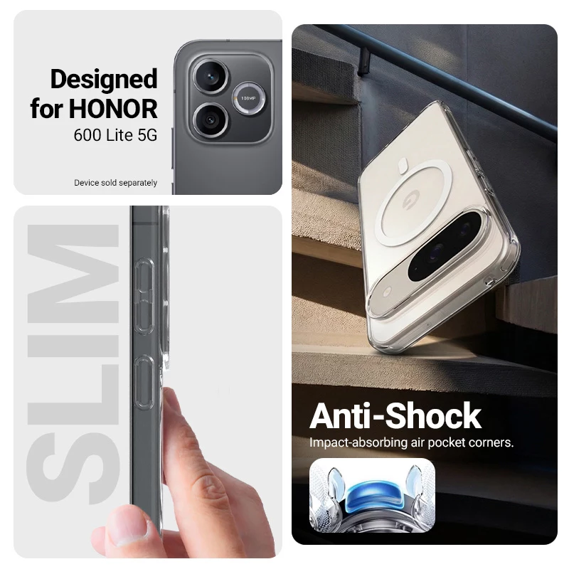 Crong Hybrid Clear Magnetic Case MagSafe für Honor 600 Lite 5G (Transparent)