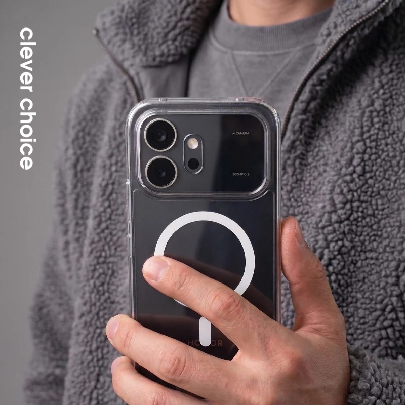 Crong Hybrid Clear Magnetic Case für Honor 600 5G, MagSafe-kompatibel, Transparent