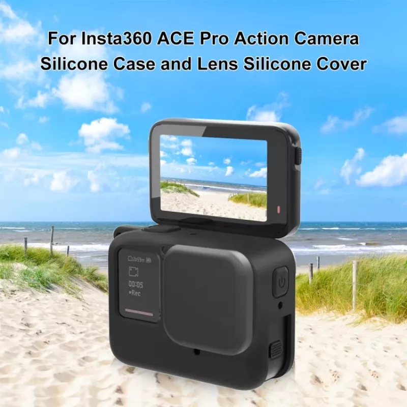 PULUZ Silikon-Schutzhülle mit Objektivdeckel für Insta360 Ace Pro, Schwarz