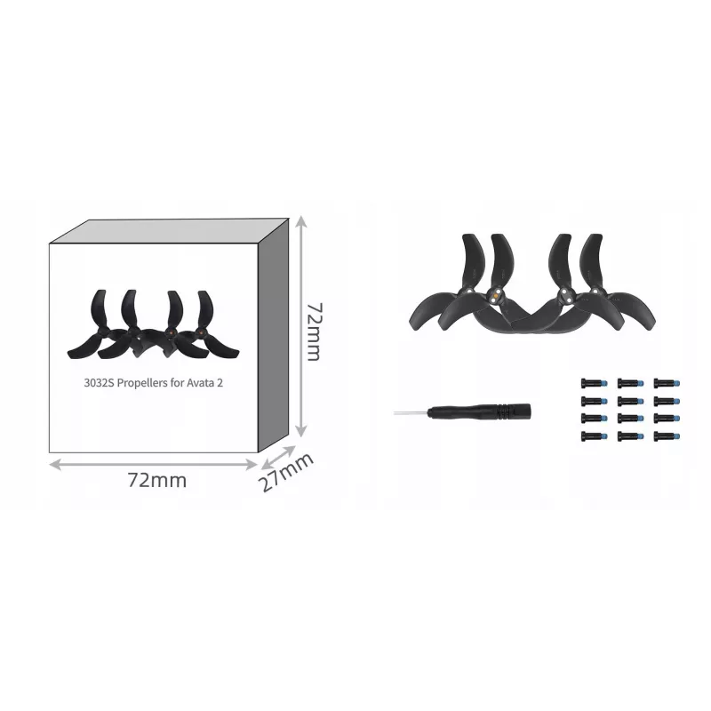 SUNNYLIFE 3032S-2-D Propeller Set 4 Stück für DJI Avata 2 - Schwarz