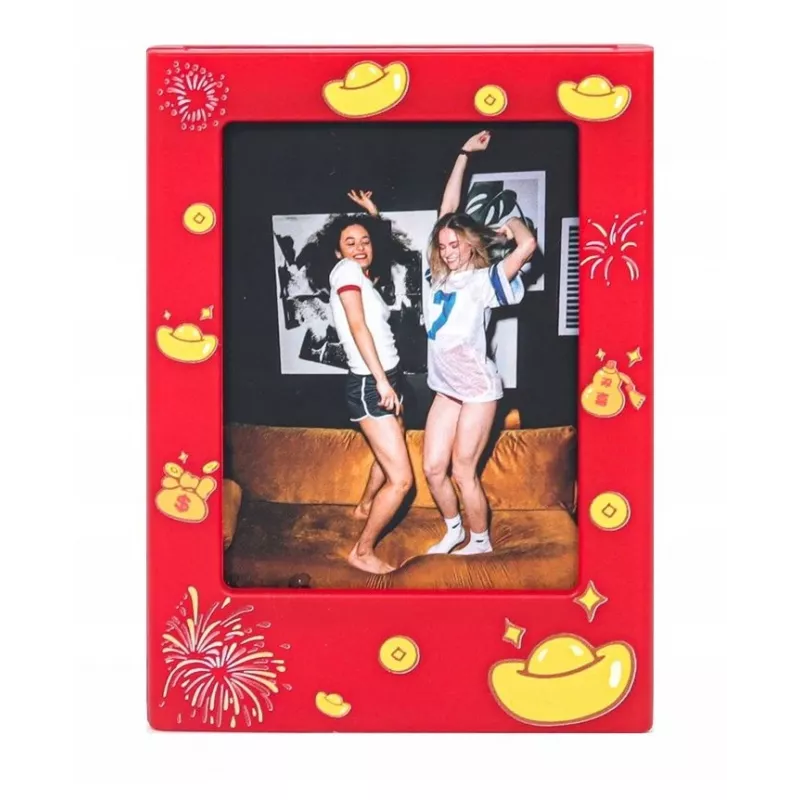 LOVEINSTANT 4x Magnetischer Bilderrahmen für Instax Mini, Rot/Gold