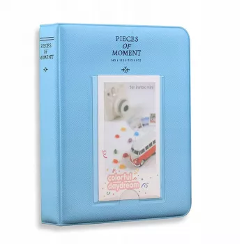 LOVEINSTANT Fotoalbum für 64 Fotos für Fujifilm Instax Mini 13 12 11 40 41 99 Evo Link / Blau