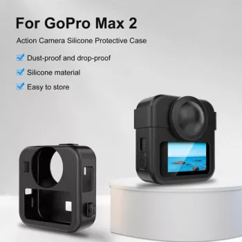 PULUZ 3-in-1 Kit Schutzhülle, Objektivdeckel, Handschlaufe für GoPro Max 2 - Schwarz