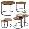 LEAN Set of 2-in-1 Round Coffee Tables Vintage Natural Wood 70x50cm 45x44cm