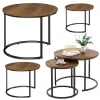 LEAN Set aus 3-in-1 runden Couchtischen, Vintage, Naturholz, 51 cm, 40 cm, 30 cm