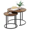 LEAN Set aus 3-in-1 runden Couchtischen, Vintage, Naturholz, 51 cm, 40 cm, 30 cm