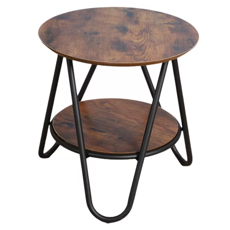 LEAN Runder Couchtisch mit zusätzlichem Ablageboden Industrial Vintage 40x42 cm