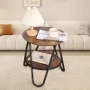 LEAN Runder Couchtisch mit zusätzlichem Ablageboden Industrial Vintage 40x42 cm
