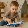 LEAN TOYS Passagierflugzeug mit Rückzugmotor, Metall, Licht, Sound, 23 cm
