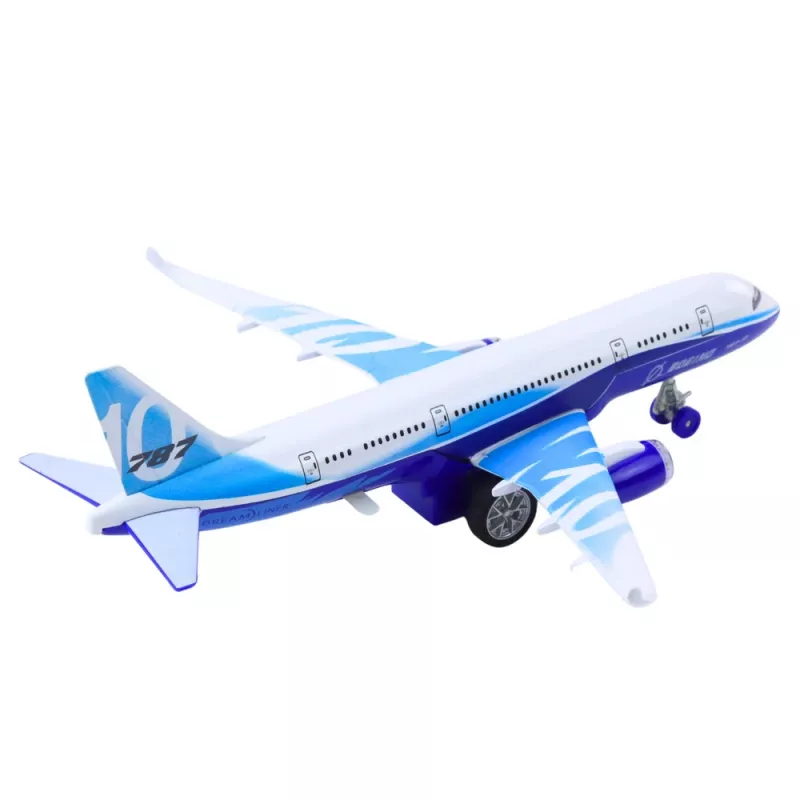LEAN TOYS Passagierflugzeug mit Rückzugmotor, Metall, Licht, Sound, 23 cm