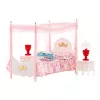 LEAN TOYS Puppenmöbel-Set: Himmelbett, Nachttische, Lampen