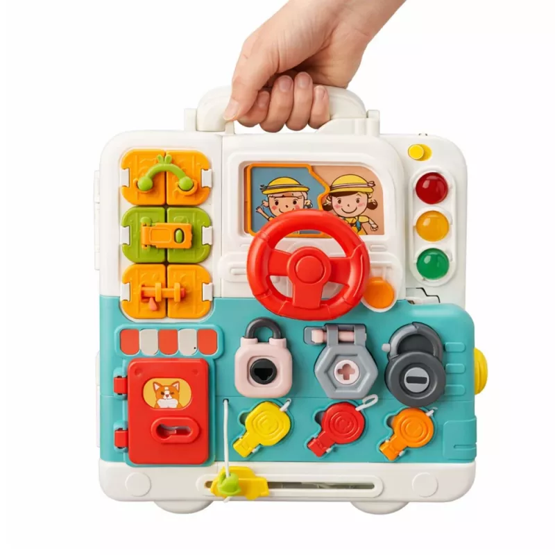 LEAN TOYS Interaktives Buch Lernspielzeug Manipulationsbrett Lichter Geräusche 16 Teile