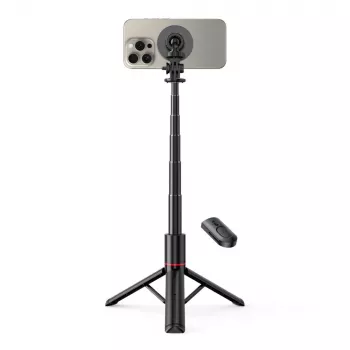 Tech-Protect L06S Selfie Stick Stativ mit LED-Licht und Bluetooth-Fernbedienung, Schwarz