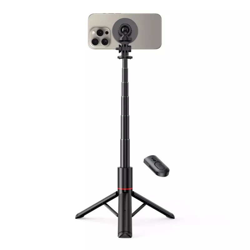 Tech-Protect L06S Selfie Stick Stativ mit LED-Licht und Bluetooth-Fernbedienung, Schwarz