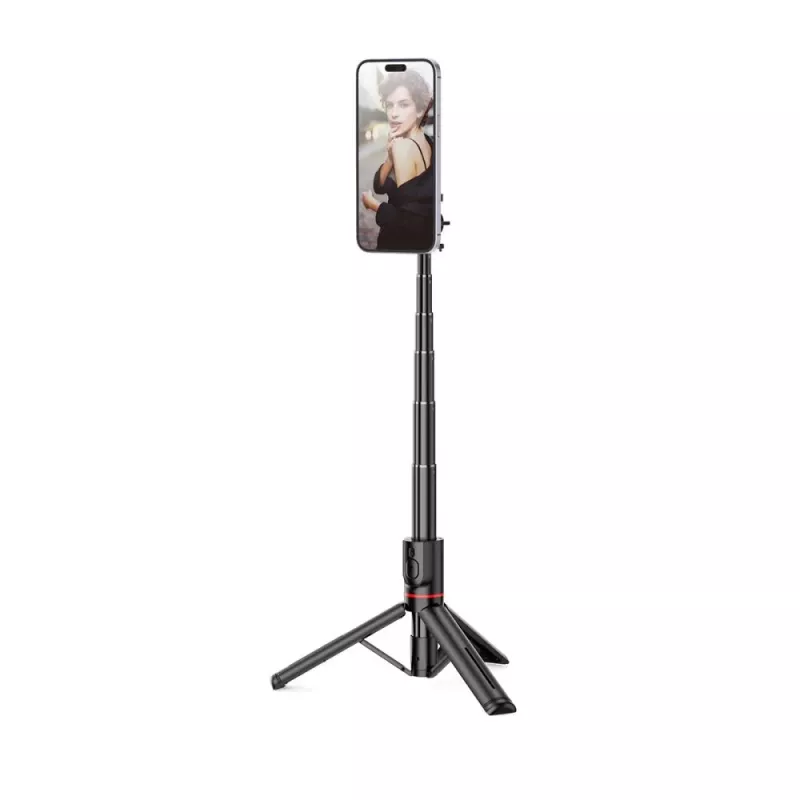 Tech-Protect L06S Selfie Stick Stativ mit LED-Licht und Bluetooth-Fernbedienung, Schwarz
