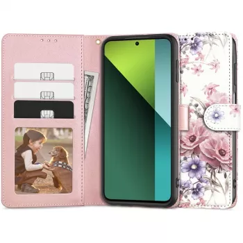 TECH-PROTECT Wallet Case für Redmi Note 13 Pro 5G / Poco X6 5G mit Kartenfach, Floral