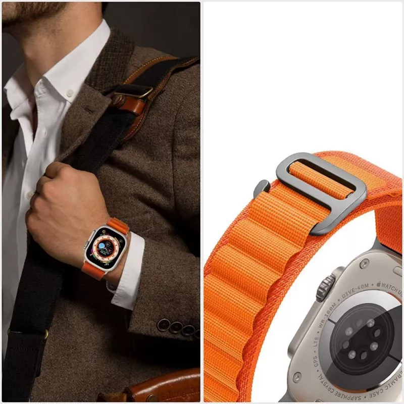 TECH-PROTECT NYLON PRO Apple Watch 6 / 7 / 8 / 9 / 10 / SE / Ultra 1 / 2 (44 / 45 / 46 / 49 mm) Titanium/Olive