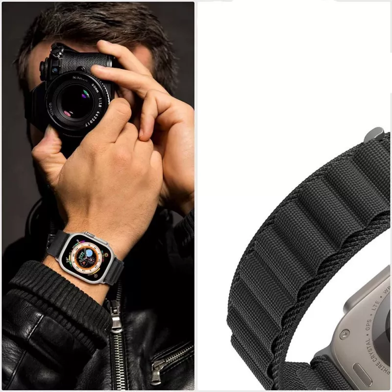 TECH-PROTECT NYLON PRO Apple Watch 6 / 7 / 8 / 9 / 10 / SE / Ultra 1 / 2 (44 / 45 / 46 / 49 mm) Titanium/Olive