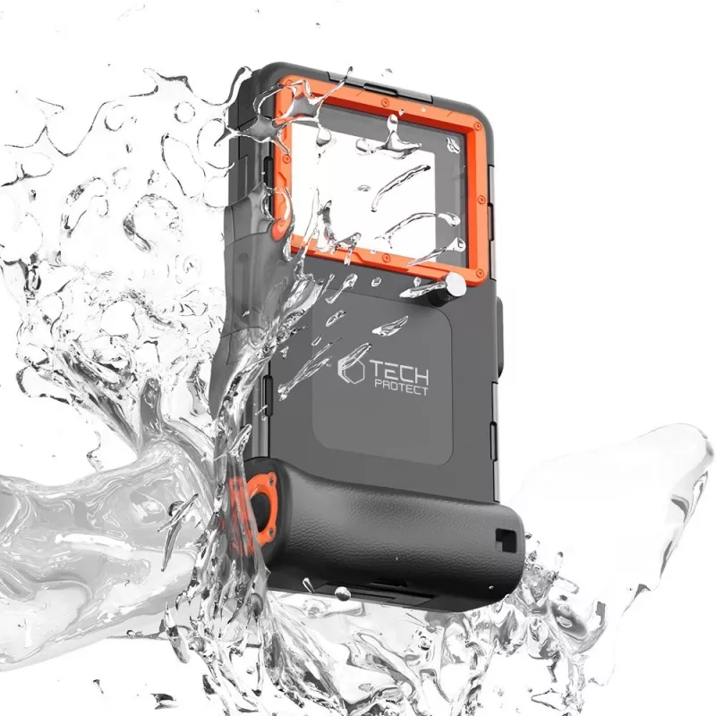 TECH-PROTECT IPX8 Universal Diving Waterproof Case Black/Orange
