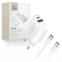 TECH-PROTECT NCA30 2-Port Netzwerk-Ladegerät PD 30W / QC3.0 + USB-C-Kabel Weiß