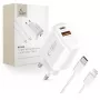TECH-PROTECT NCA30 2-Port Netzwerk-Ladegerät PD 30W / QC3.0 + Lightning-Kabel Weiß