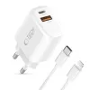 TECH-PROTECT NCA30 2-Port Netzwerk-Ladegerät PD 30W / QC3.0 + Lightning-Kabel Weiß