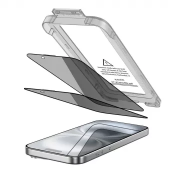 TECH-PROTECT QUICK SET SPY+ Privacy Tempered Glass Screen Protector 2-Pack für Apple iPhone 15 / iPhone 16