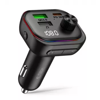 TECH-PROTECT CC07 3-Port Auto-Ladegerät PD 54W + FM-Transmitter Bluetooth Schwarz