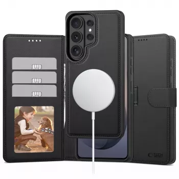TECH-PROTECT Wallet MagSafe Case für Samsung Galaxy S26 Ultra, Matt Schwarz