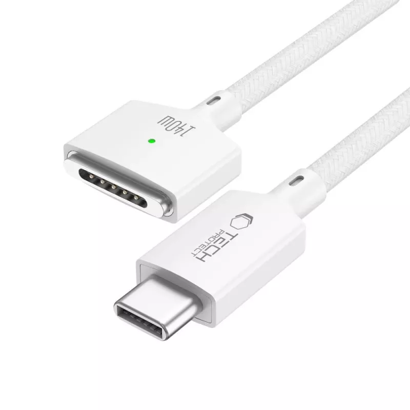 TECH-PROTECT MMC01 UltraBoost Magnetic MacBook Cable USB-C auf MagSafe 3 140W 200cm Weiß
