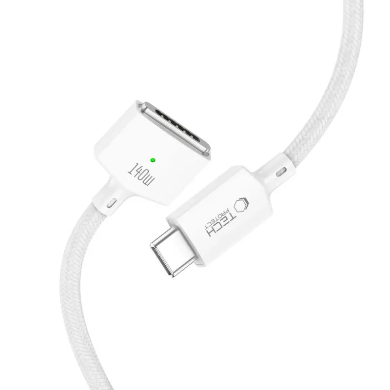 TECH-PROTECT MMC01 UltraBoost Magnetic MacBook Cable USB-C auf MagSafe 3 140W 200cm Weiß
