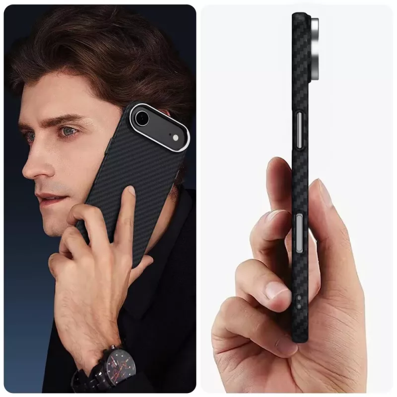 Tech-Protect Ion Carbon MagSafe Case für iPhone 17 Air, Schwarz/Silber