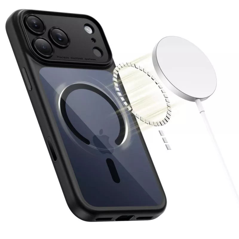 TECH-PROTECT MagPeak MagSafe Hybrid Back Cover für Apple iPhone 17 Pro Max, Schwarz/Transparent