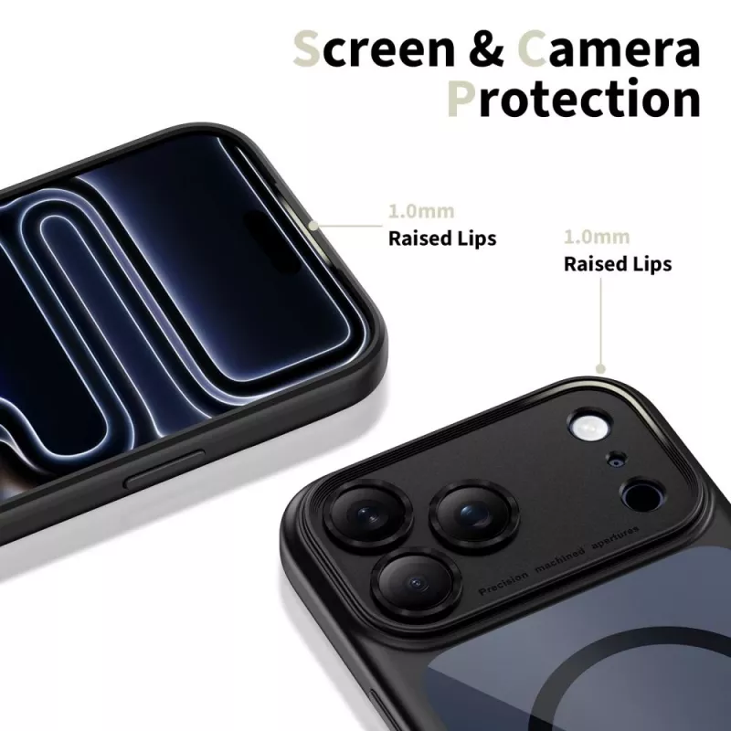 TECH-PROTECT MagPeak MagSafe Hybrid Back Cover für Apple iPhone 17 Pro Max, Schwarz/Transparent