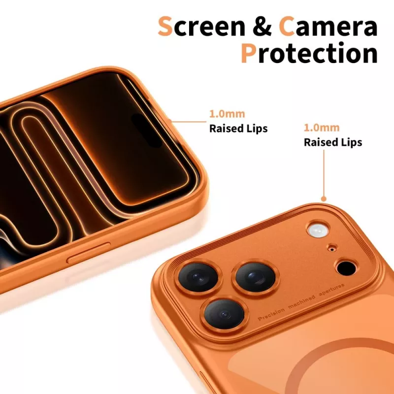 TECH-PROTECT MagPeak MagSafe Case für iPhone 17 Pro Max, Cosmic Orange/Clear